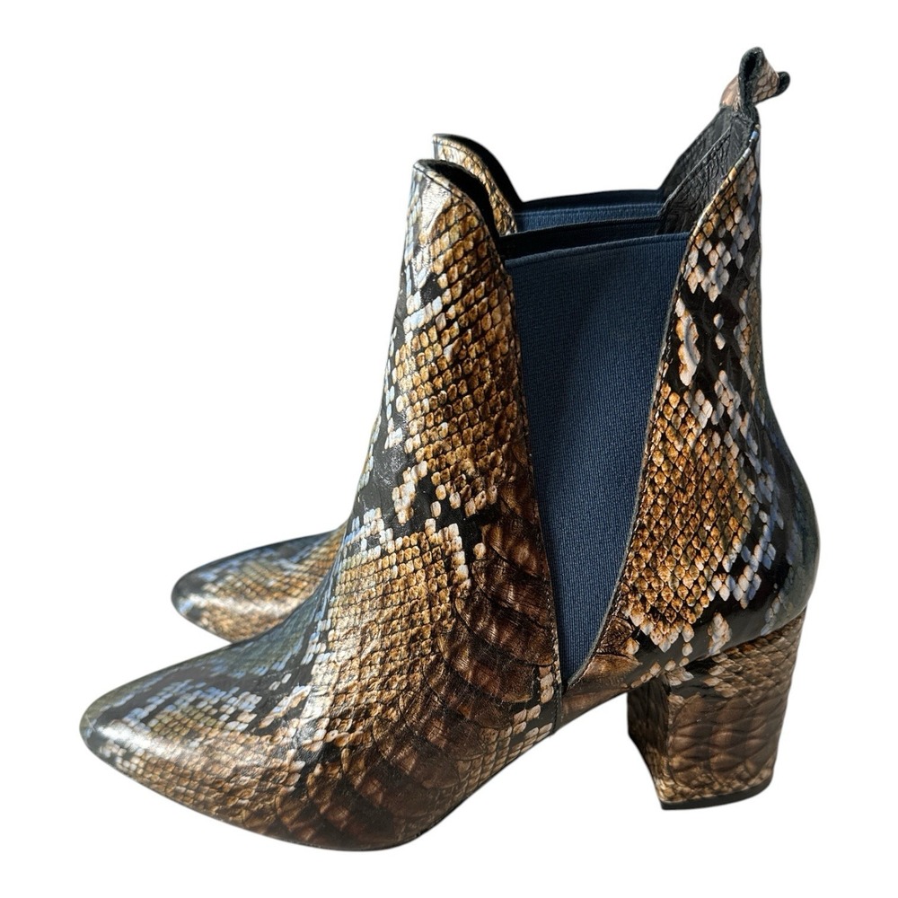 Girotti booties Women Size 39 Italian Leather Snake Print Brown And Blue Luxury - Picture 2 of 8